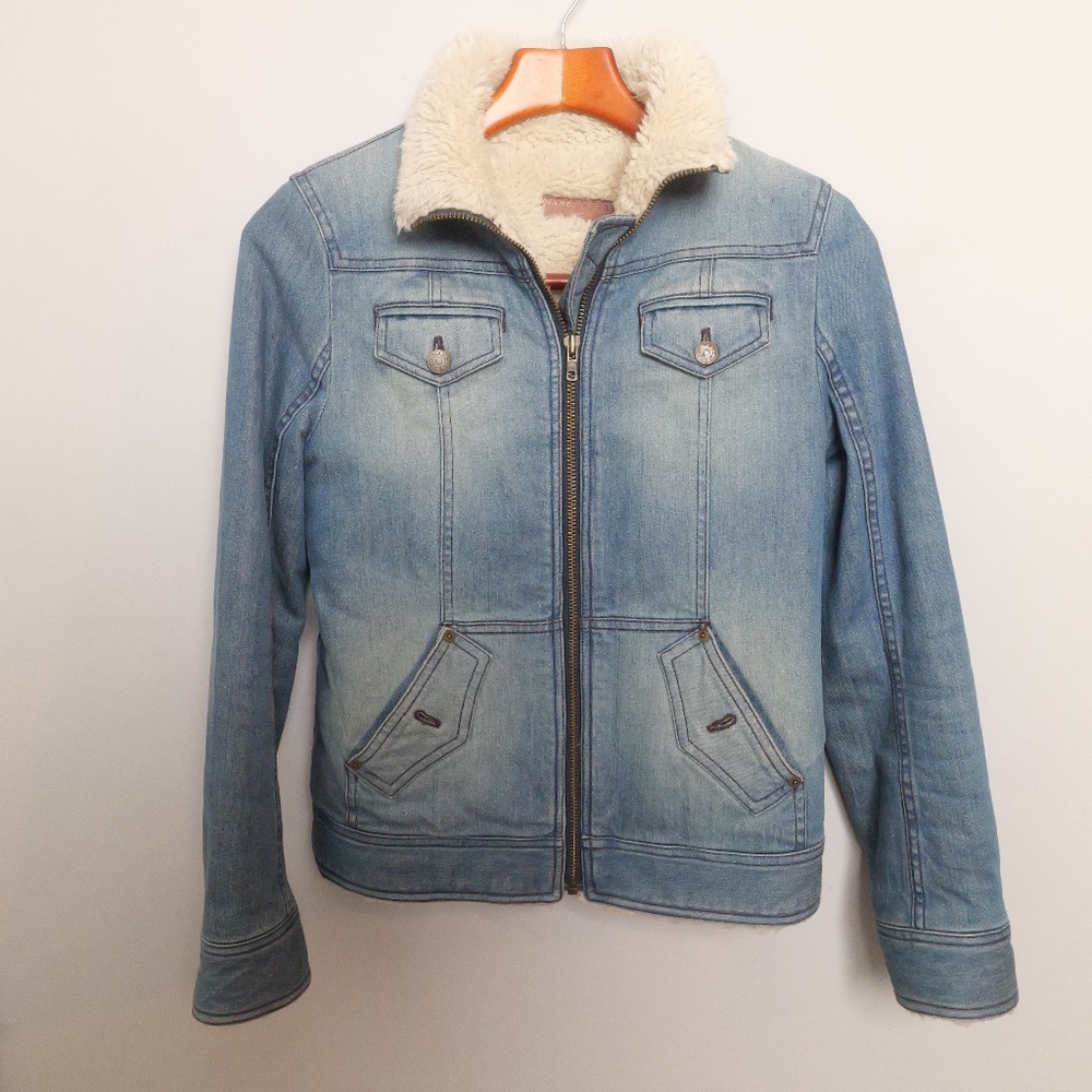 MARC JACOBS Denim Jacket, Sharpa Lined,Trucker & Vintage Style, Long Sleeve XS